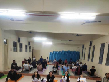 Yoga Practices by the Swasthavritta Dept conducted early morning every day 